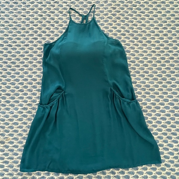 Ann Taylor Deep Turquoise Silky Slip Dress Size Medium‎ - Picture 1 of 15